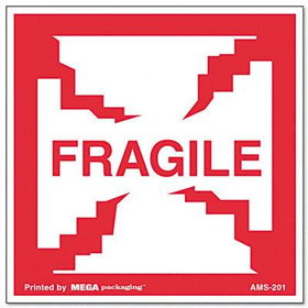 Universal 311510 - Fragile Self-Adhesive Shipping Labels, 2-1/2 x 2-1/2, 500/Roll