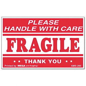 Universal 308384 - Fragile Handle with Care Self-Adhesive Shipping Labels, 2-1/2 x 4, 500/Rolluniversal 