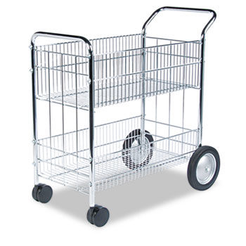 Wire Mail Cart, 21-1/2w x 37-1/2d x 39-1/4h, Chrome