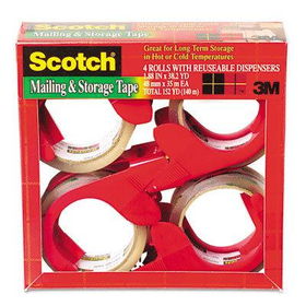 Scotch 36514C - Moving & Storage Tape, 1.88 x 38.2 yards, 3 Core, Clear, 4 Rolls/Packscotch 