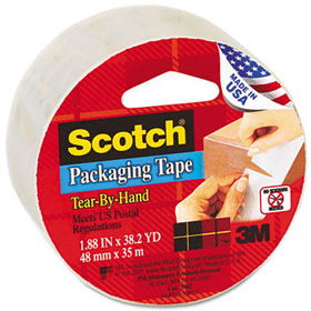 Scotch 3842 - Tear-By-Hand Packaging Tape, 1.88 x 38.2 yards, 3 Core, Clearscotch 