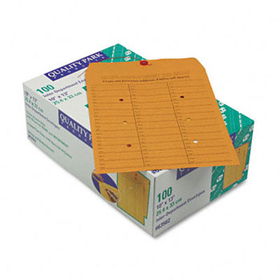 Brown Kraft String & Button Box-Style Interoffice Envelope, 10 x 13, 100/Box