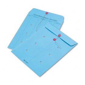 Colored Paper String & Button Interoffice Envelope, 10 x 13, Blue,100/Box