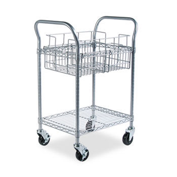 Wire Mail Cart, 600lbs, 18-3/4w x 26-3/4d x 38-1/2h, Metallic Gray