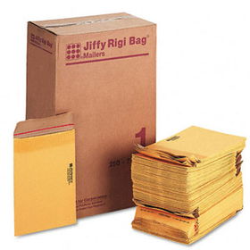 Jiffy Rigi Bag Mailer, Side Seam, #1, 7 1/4 x 12, Golden Brown, 250/Carton