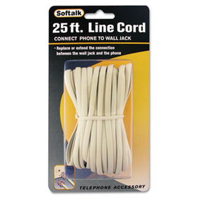 Telephone Extension Cord, Plug/Plug, 7 ft., Ivory