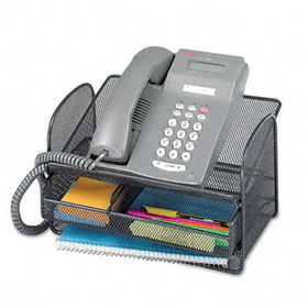 Onyx Angled Mesh Steel Telephone Stand, 11 3/4 x 9 1/4 x 7, Blacksafco 