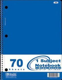 BAZIC Wide Rule 70 Ct. 1-Subject Spiral Notebook Case Pack 24bazic 