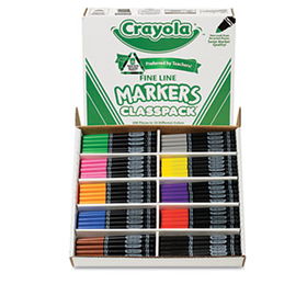 Crayola 588210 - Washable Classpack Markers, Fine Point, Ten Assorted Colors, 200/Box