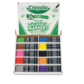 Crayola 588211 - Washable Classpack Markers, Fine Point, Eight Assorted, 200/Pack