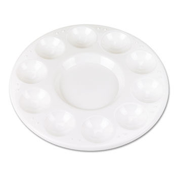 Round Plastic Paint Trays for Classroom, White, 10/Packchenille 