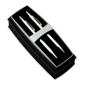 Classic Century Medalist Ballpoint Pen/Pencil Set, Chrome/23kt. Gold Plate