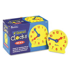 Set of Six Four-Inch Geared Learning Clocks, for Grades Pre-K to 4