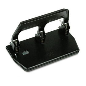 40-Sheet Heavy-Duty Three-Hole Punch, 9/32"" Holes, Gel Pad Handle, Blackmaster 