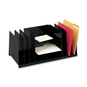 Desk Organizer, Nine Sections, Steel, 21 1/2 x 11 x 8 3/4, Black