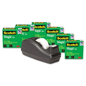 Scotch Magic Tape, 1"" Core, Black, 6/Packscotch 