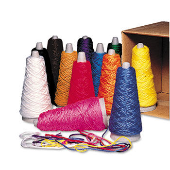 Trait-Tex Double Weight Yarn Cones, 2 oz, Assorted Colors, 12/Boxpacon 