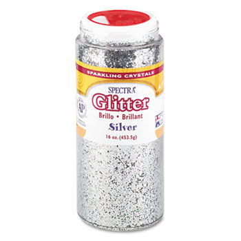 Spectra Glitter, .04 Hexagon Crystals, Silver, 16 oz Shaker-Top Jarpacon 