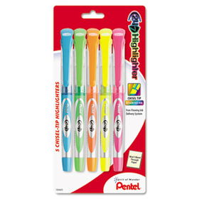 24/7 Highlighter, Chisel Tip, Blue/Green/Orange/Pink/Yellow Ink, 5/Setpentel 