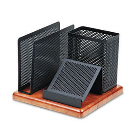 Rolodex 23550 - Distinctions Desk Organizer, Metal/Wood, 5 7/8 x 5 7/8 x 4 1/2, Black/Cherryrolodex 