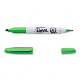 Sharpie 32004 - Twin-Tip Permanent Marker, Fine/Ultra Fine Point, Greensharpie 