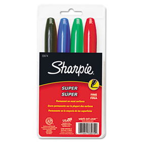 Super Permanent Markers, Fine Point, Assorted, 4/Setsharpie 