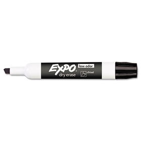 Low Odor Dry Erase Marker, Chisel Tip, Black, Dozenexpo 