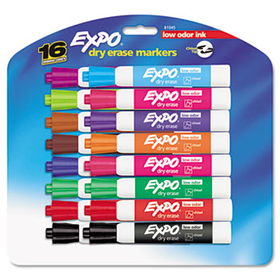 Low Odor Dry Erase Markers, Chisel Tip, Assorted, 16/Setexpo 