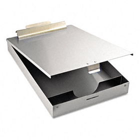 Redi-Rite Aluminum Storage Clipboard, 1"" Capacity, Holds 8-1/2w x 12h, Silver