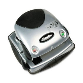 20-Sheet Easy View Two-Hole Punch, 9/32"" Holes, Plastic, Black/Silverswingline 