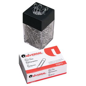 Paper Clips w/Magnetic Dispenser, Wire, 1 3/8"", Silver, 12/100 Carton Boxes