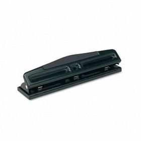 12-Sheet Deluxe Two- and Three-Hole Adjustable Punch, 9/32"" Holes, Blackuniversal 