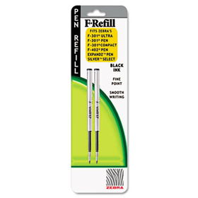 Refill for F301, F301 Ultra, F402, 301A, Spiral Ballpoint, Fine, Black, 2/Packzebra 