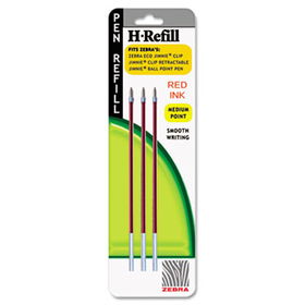 Zebra 85933 - H-Refills for Jimnie, Jimnie Clip Retract Ballpoint, Medium, Red, 3/Packzebra 