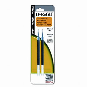 JF Refill for Jimnie Gel RT/Sarasa/Z-Grip Gel Roller Ball, Med, BLK, 2/Packzebra 