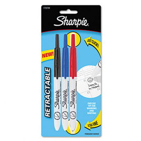 Retractable Ultra Fine Tip Permanent Marker, Black, Blue, Red, 3/Setsharpie 