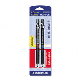 Staedtler 925ASBK2 - Mars Draft Tech Pencil, 4H/3H/2H/H/F/HB/B, 0.5/0.7 mm, BLK Brl, 2/Packstaedtler 