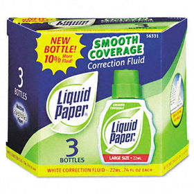 Liquid Paper 5633115 - Smooth Coverage Correction Fluid, 22 ml Bottle, White, 3/Pack