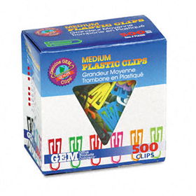 Paper Clips, Plastic, Medium Size, Assorted Colors, 500/Box