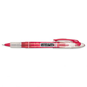 Liquid Flair Porous Point Stick Pen, Red Ink, Extra Fine, Dozenpaper 