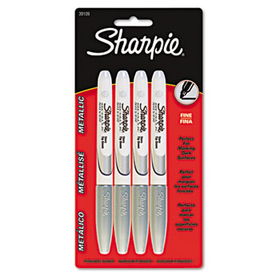 Metallic Permanent Marker, Fine Point, Metallic Silver, 4/Packsharpie 