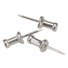 Aluminum Head Push Pins, Aluminum, Silver, 1/2"", 100/Box