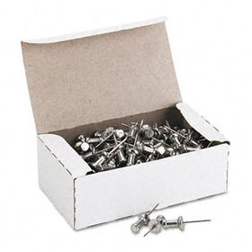 Aluminum Head Push Pins, Aluminum, Silver, 5/8"", 100/Boxgem 