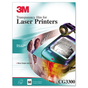 3M CG3300 - Black & White Laser Printer Transparency Film, Clear, Letter, 50/Boxblack 