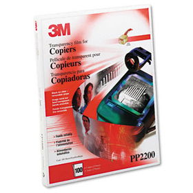 3M PP2200 - Transparency Film for Laser Copiers, Removable Sensing Stripe, Letter, 100/Box