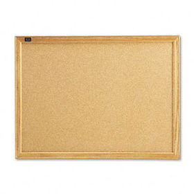 Cork Bulletin Board, Cork Over Fiberboard, 24 x 18, Laminate Oak Framequartet 