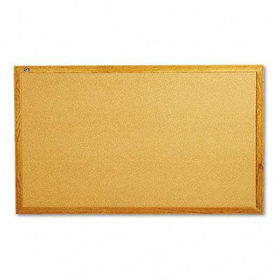 Bulletin Board, Natural Cork Over Fiberboard, 60 x 36, Laminate Oak Framequartet 