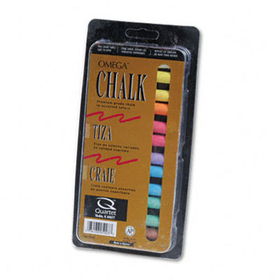 Quartet 305003 - Omega Colored Chalk, Low Dust, Assorted Colors, 12 Sticks/Pack