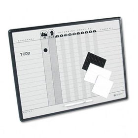 Magnetic Employee In/Out Board, Porcelain, 24 x 18, Gray/Black, Aluminum Frame