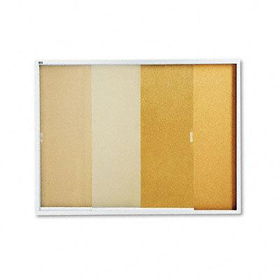 Enclosed Bulletin Board, Cork Over Fiberboard, 48 x 36, Aluminum Framequartet 